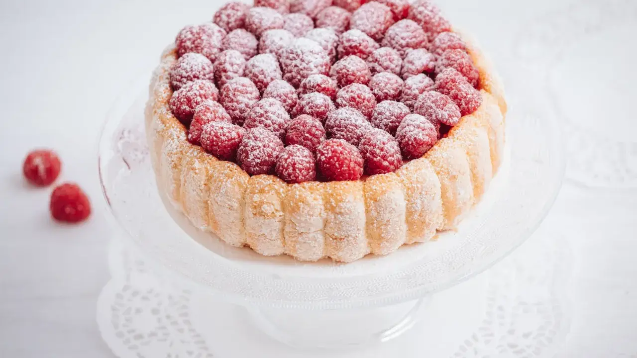 Charlotte aux framboises et mascarpone, une recette sans gélatine pour un dessert léger et fruité.
