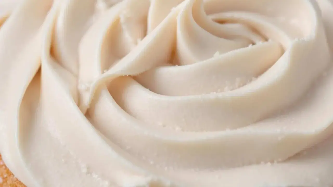Glaçage Philadelphia sans beurre, crémeux et aérien, déposé en spirale sur un gâteau.