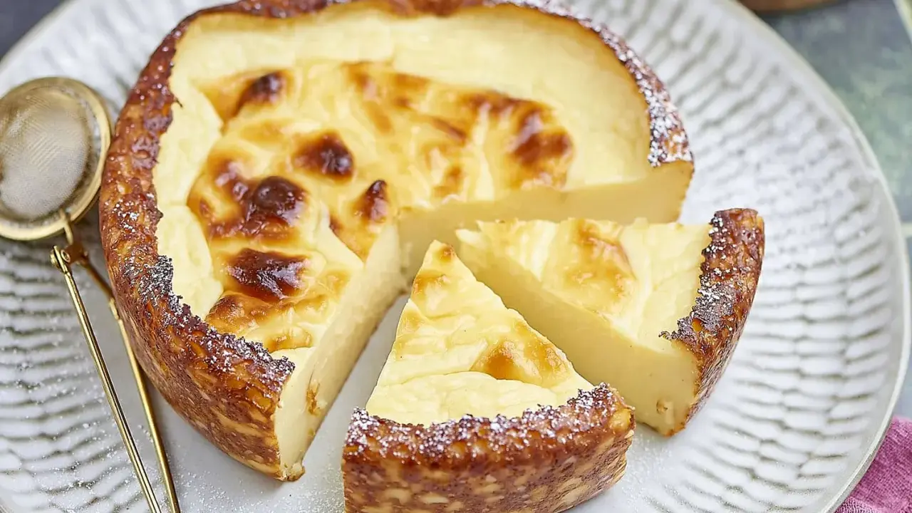Un délicieux flan sans pâte, doré et crémeux, saupoudré de sucre glace. Parfait pour une recette facile et gourmande.