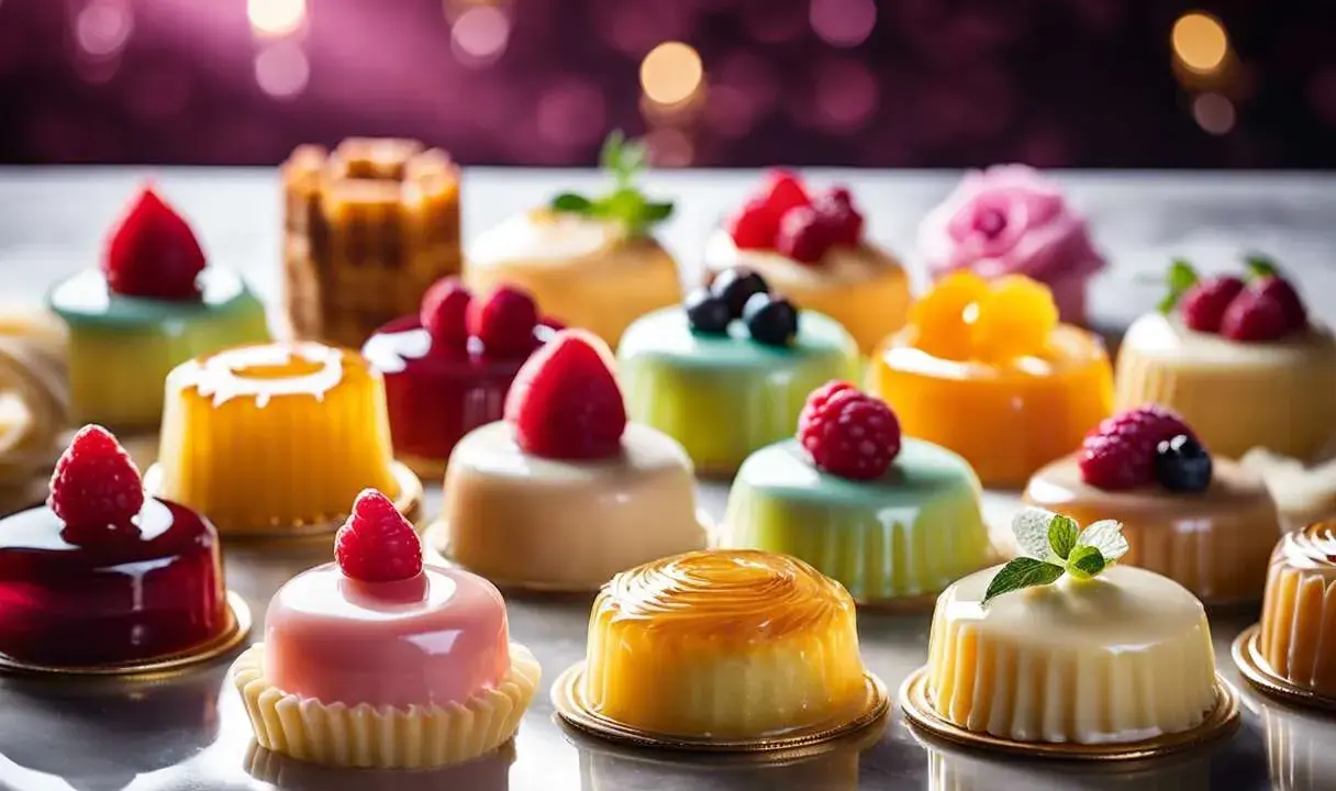 Délicieux petits gâteaux aux fruits, parfaits pour apprendre comment utiliser la gélatine en feuille pour des desserts brillants et fermes.