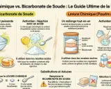 Comparaison levure chimique et bicarbonate de soude. Guide de pâtisserie montrant le dosage, l'activation et l'utilisation de chaque produit.