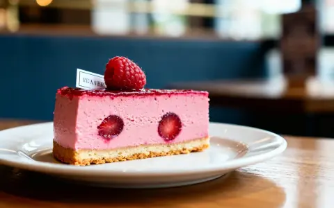 Délicieux gâteau rose avec framboise et fraises, sa texture aérienne suggère l'utilisation de framboise pectine pour une tenue parfaite.