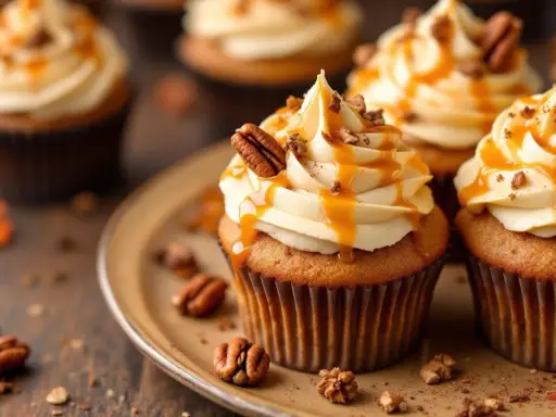 Délicieux cupcakes au caramel et noix de pécan, la meilleure recette cupcake pour un goûter gourmand.