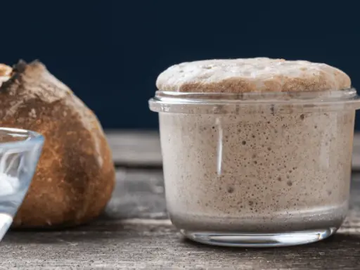 Un bocal de levain actif, plein de bulles, prêt à faire du pain. Ce type de levure est essentiel pour une mie aérée.