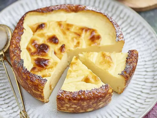 Un délicieux flan sans pâte, doré et crémeux, saupoudré de sucre glace. Parfait pour une recette facile et gourmande.