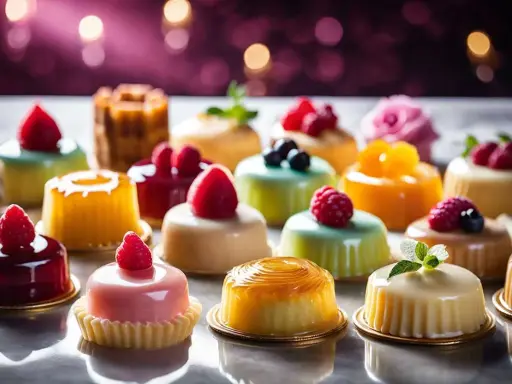 Délicieux petits gâteaux aux fruits, parfaits pour apprendre comment utiliser la gélatine en feuille pour des desserts brillants et fermes.