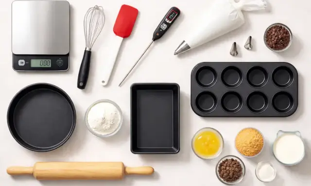 Balance, fouet, spatule, thermomètre, poche à douille, moule à muffins, rouleau à pâtisserie : tous les noms de matériel de pâtisserie pour réussir vos créations.