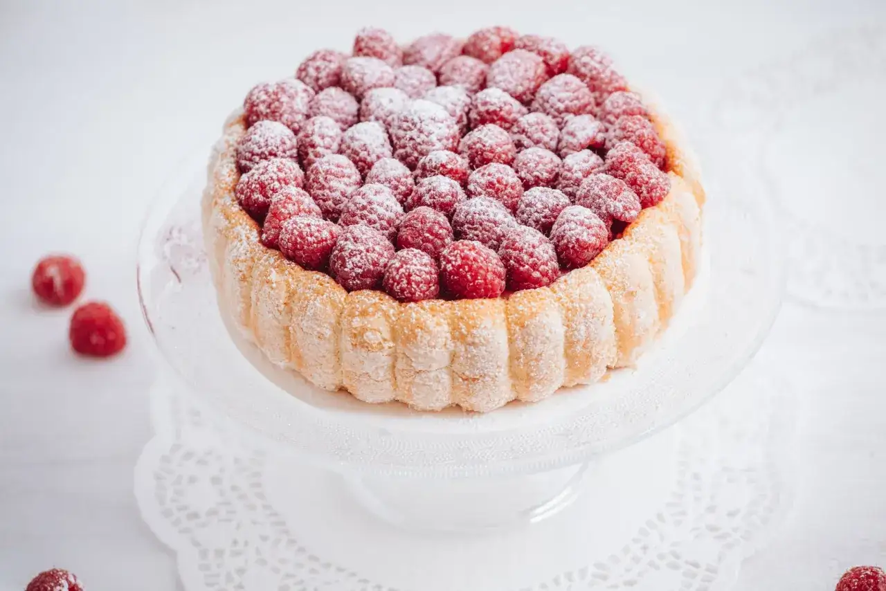 Charlotte aux framboises et mascarpone, une recette sans gélatine pour un dessert léger et fruité.