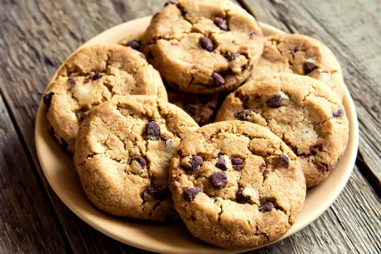 Assiette de biscuits aux pépites de chocolat, parfaits pour apprendre comment faire des pépites de chocolat maison.